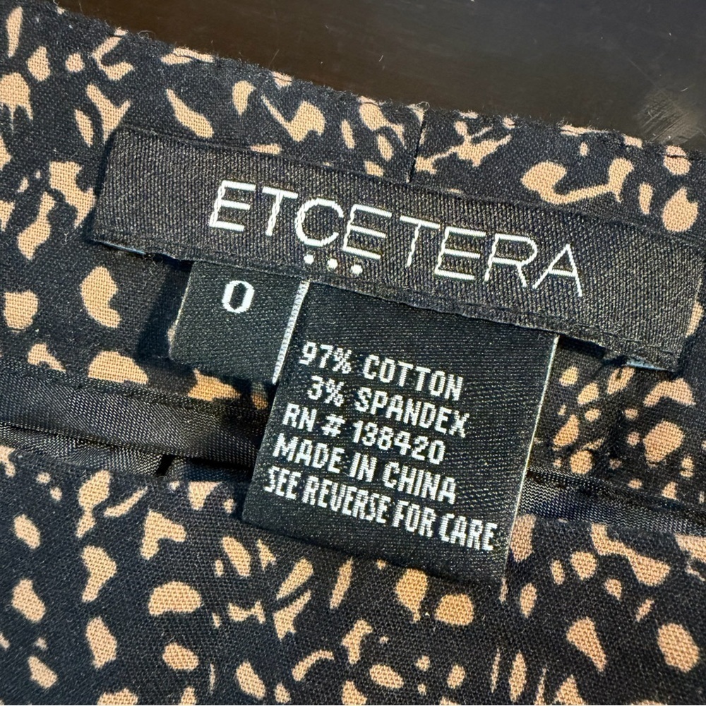 Etcetera Tan & Black Abstract Speckled Print Slim Leg Zip Hem Trousers Size 0 - Picture 3 of 14